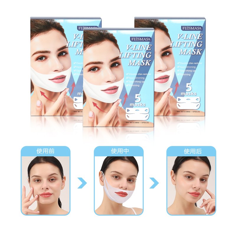 Maschera in tessuto viso snellente per mento e collo effetto V-Shape - 3